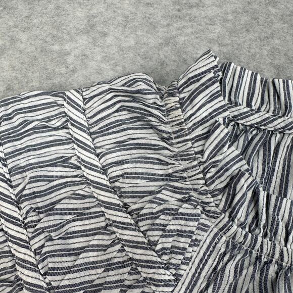 J.Crew Flutter Sleeve Top WMNS S White Blue Striped Ruffled Crewneck Sleeveless - Picture 5 of 10